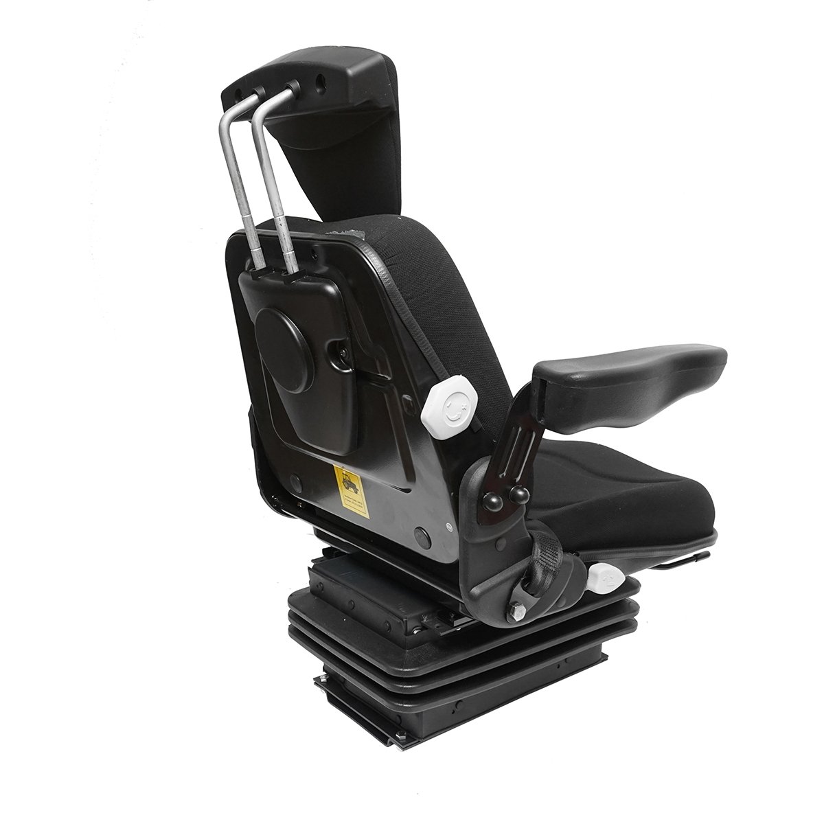 Scaun pentru tractor negru, reglabil cu cotiera, tetiera, centura si suspensie mecanica, latime sezut 455mm